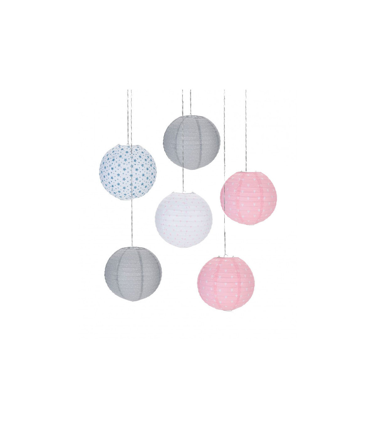 wadiga Set de 6 Abat-jours Suspensions Lanternes Chambre Enfant en Papier