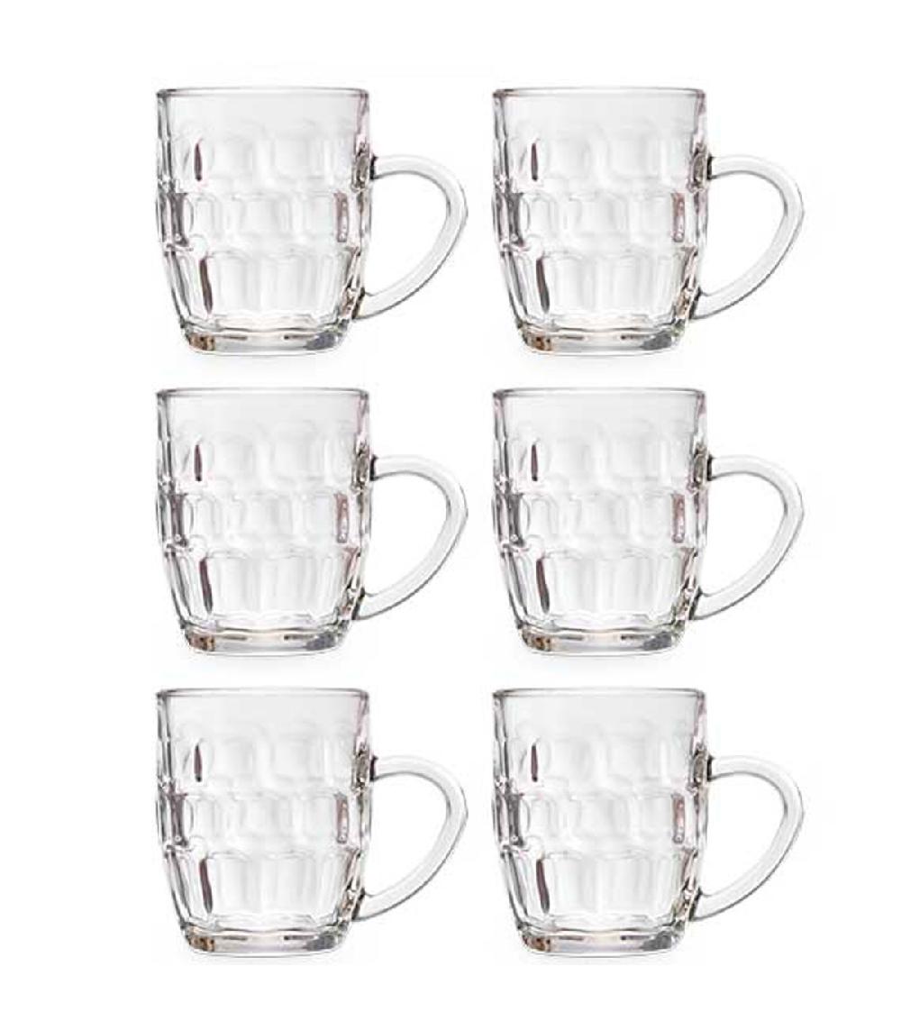 wadiga Set de 6 chopes à bière en verre avec poignées 280ml