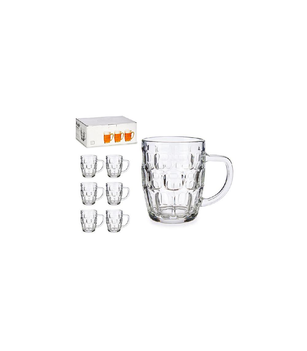 Wadiga Set De 6 Chopes à Bière En Verre Avec Poignées - 520ml