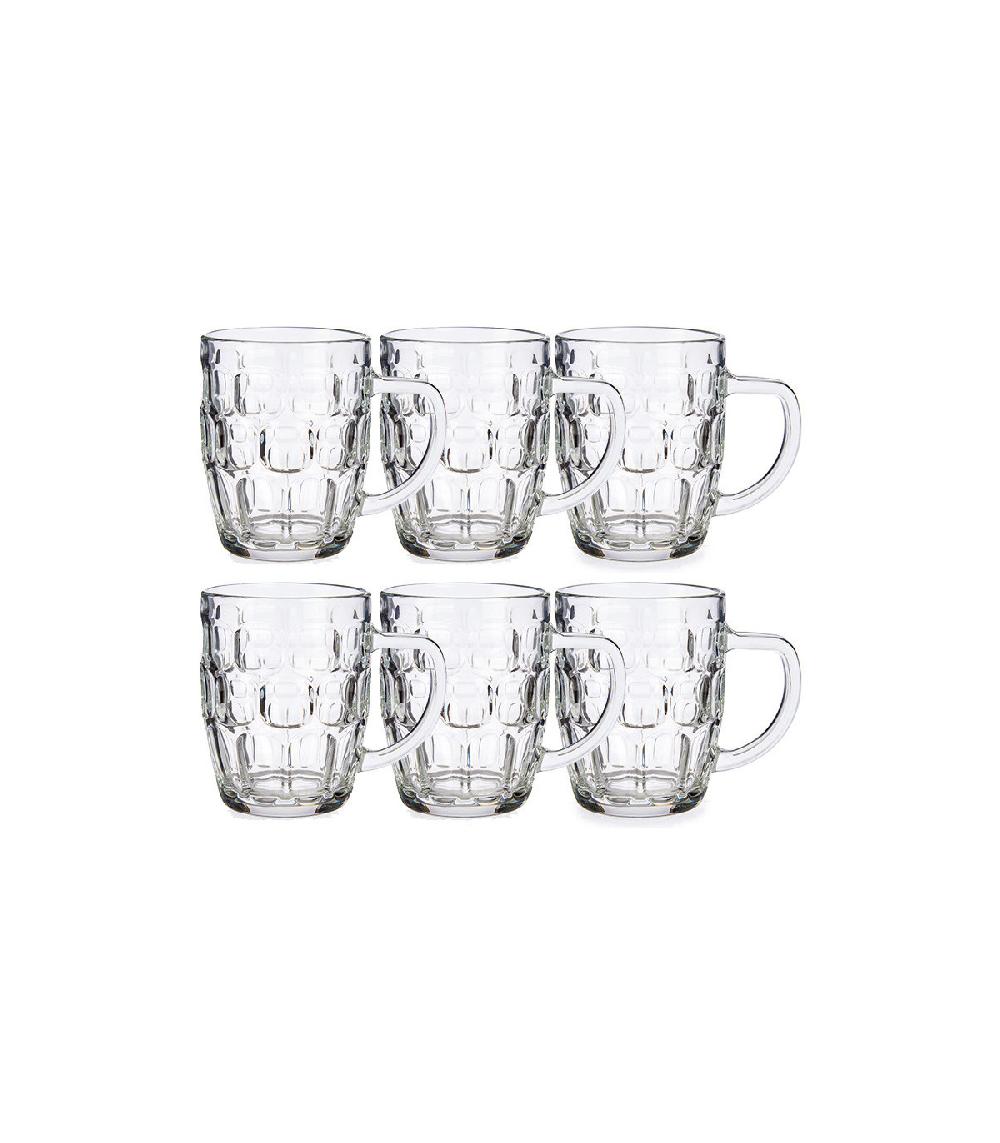wadiga Set de 6 Chopes à Bière en Verre avec Poignées - 520ml