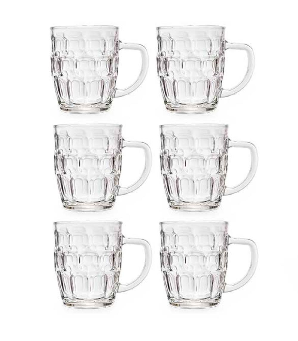 wadiga Set de 6 chopes à bière en verre avec poignées 520ml