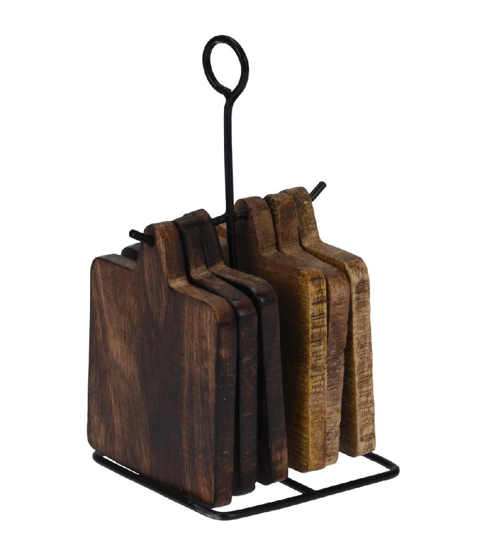 wadiga Set de 6 dessous de verres en bois de mangue