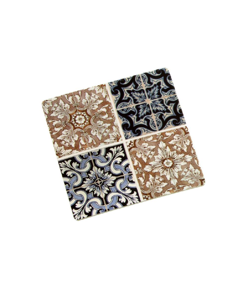 Wadiga Set De 6 Dessous De Verres En Vinyle Carreaux De Ciment - 10x10cm
