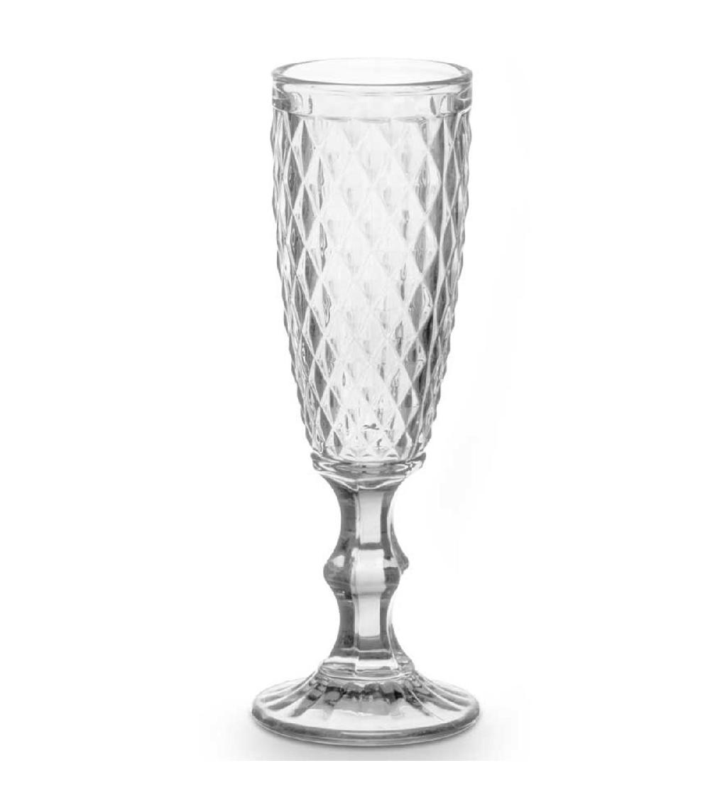 wadiga Set de 6 flûtes à champagne en verre Diamants 17cl