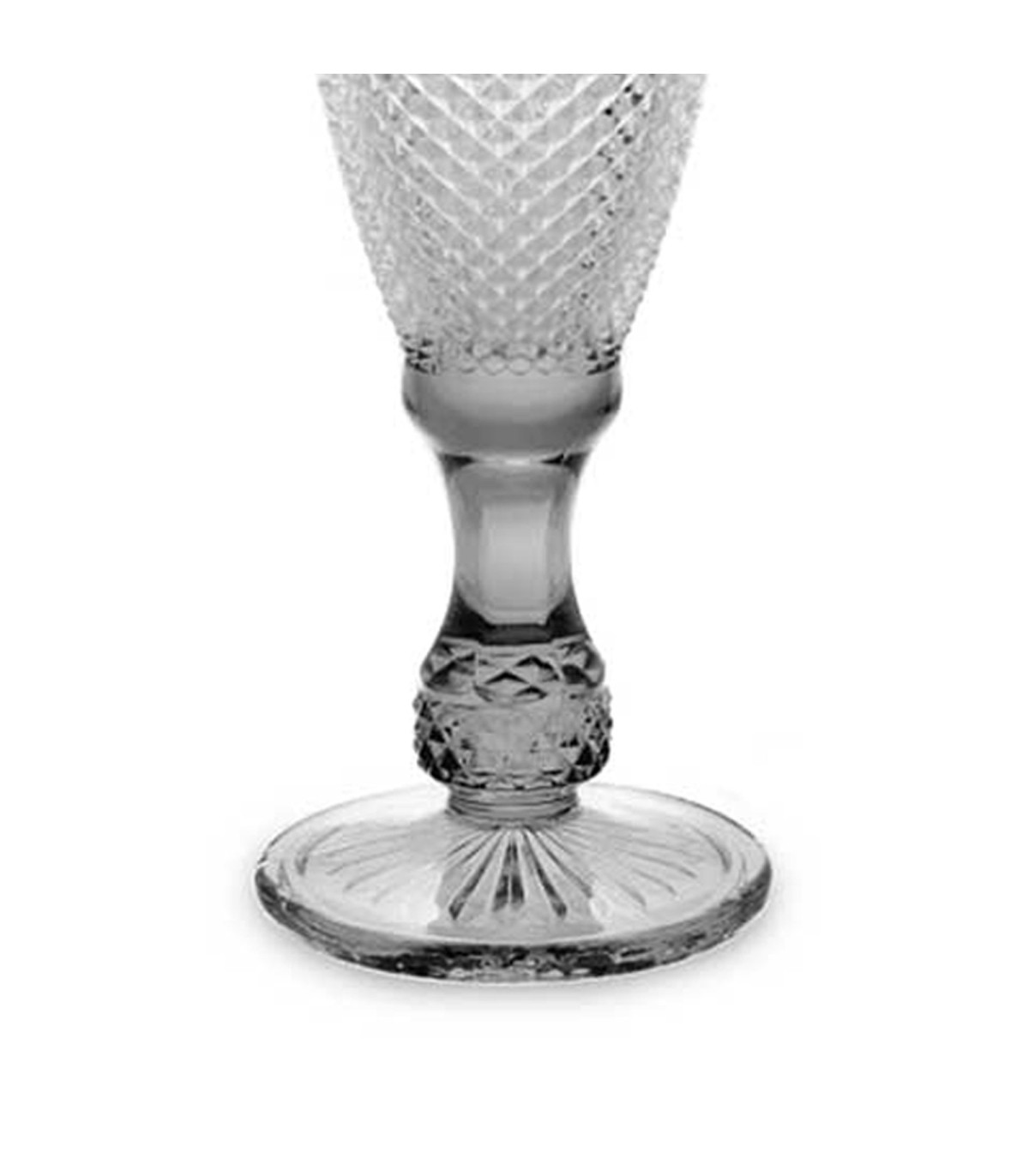 Wadiga Set De 6 Flûtes à Champagne En Verre Pied Gris Diamants 18.5cl