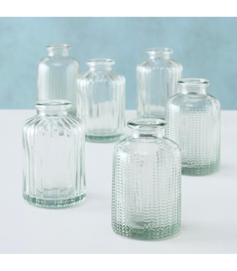 Wadiga Set De 6 Petits Vases Soliflores En Verre 6x6x10cm