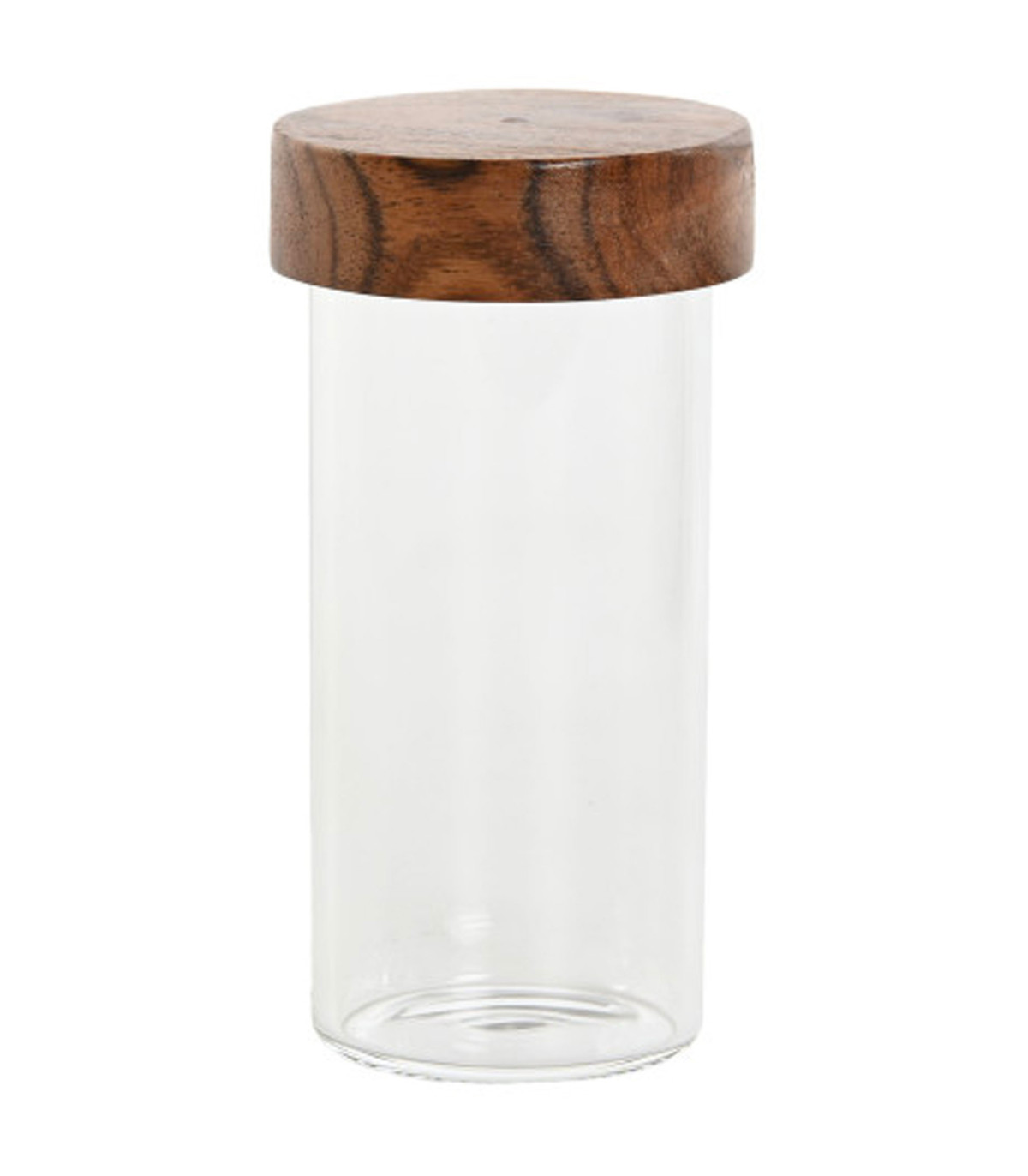 Wadiga Set De 6 Pots à épices En Verre Et Plateau En Acacia Et Inox Doré 20.5x20.5x20cm