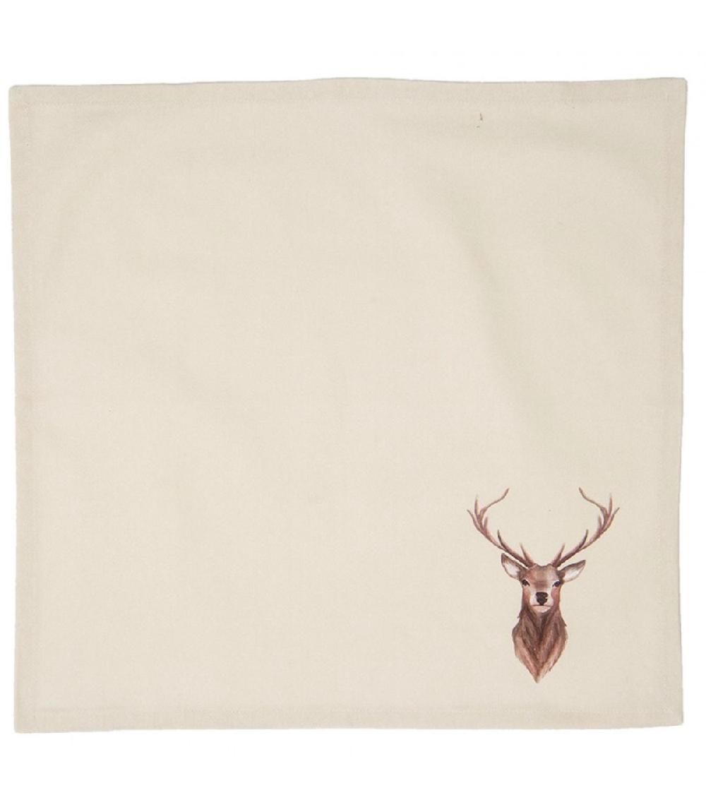Wadiga Set De 6 Serviettes De Table 100% Coton Beige Cerf 40x40cm