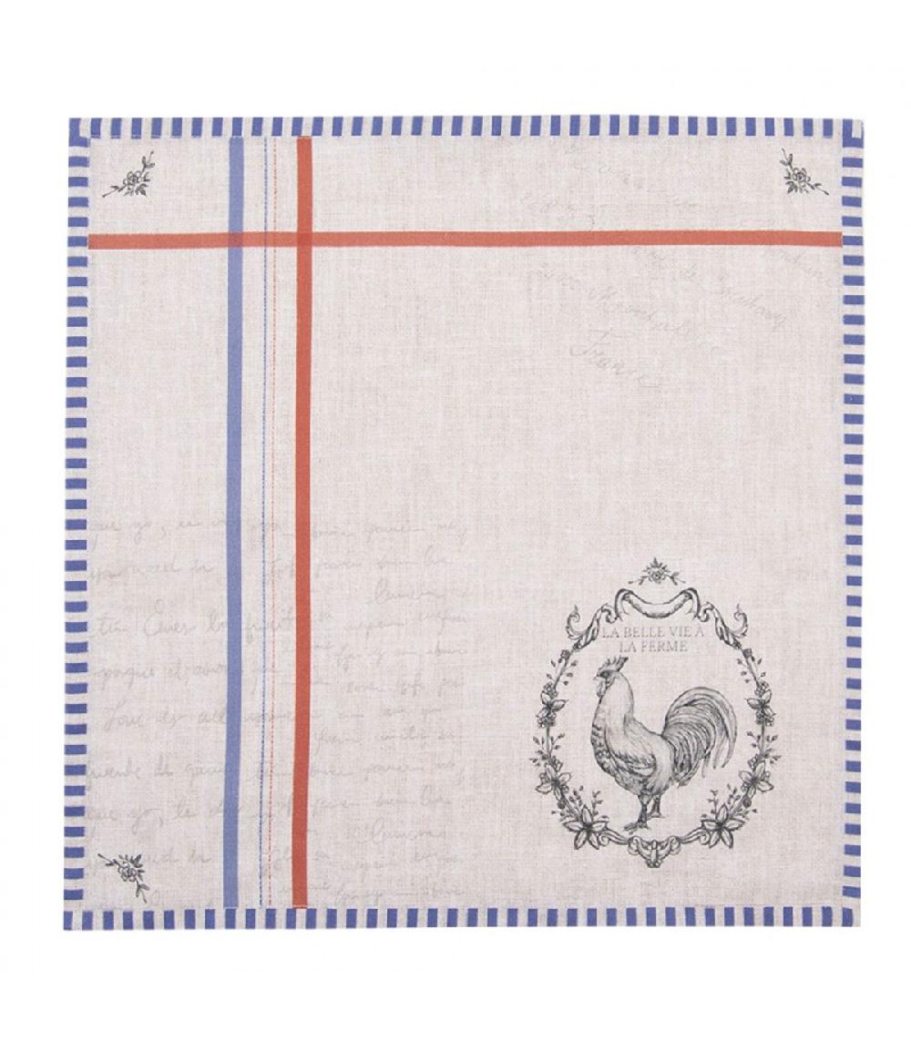 Wadiga Set De 6 Serviettes De Table 100% Coton Beige Coq 40x40cm