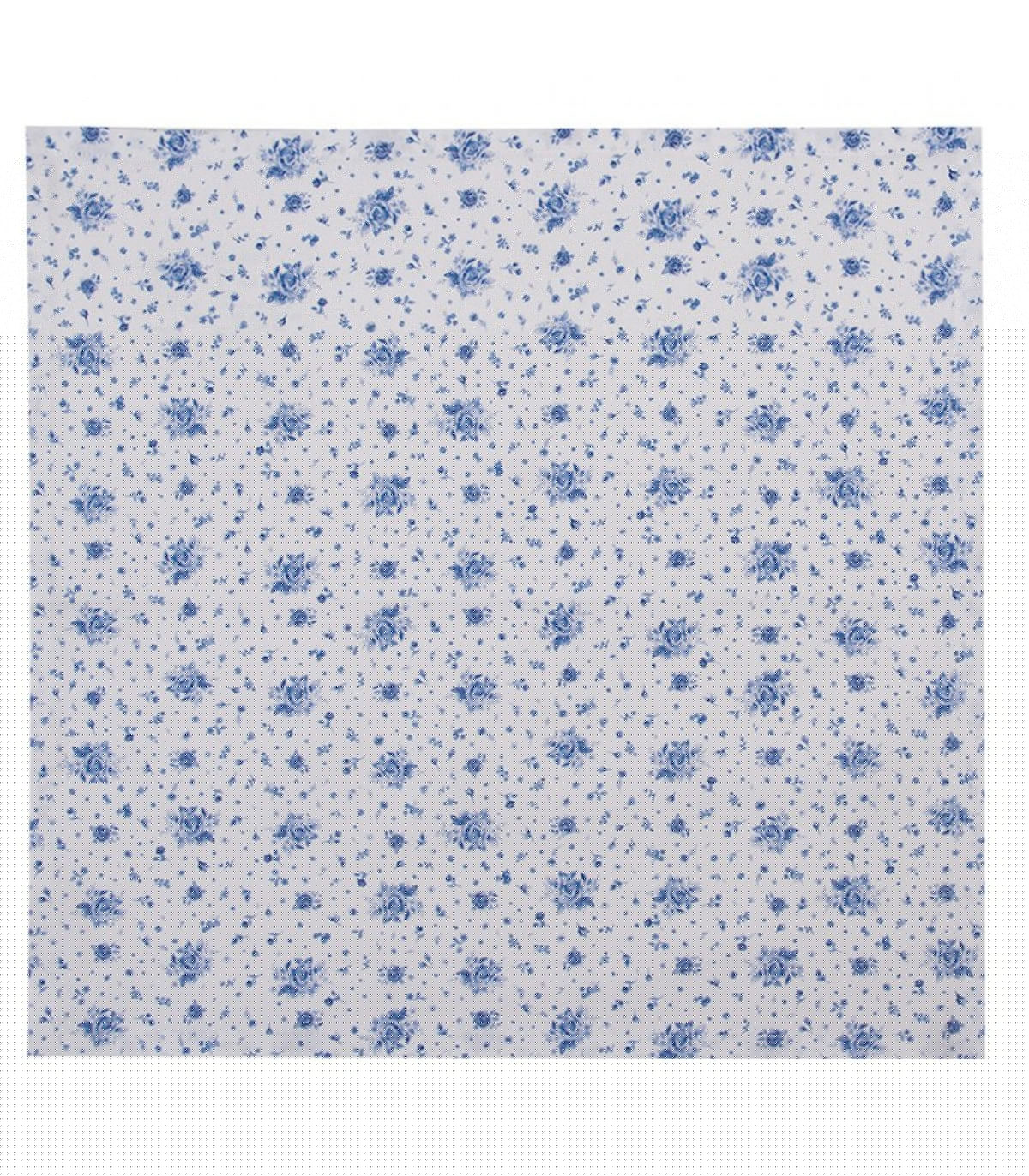 Wadiga Set De 6 Serviettes De Table 100% Coton Blanc Motif Fleuri Bleu 40x40cm