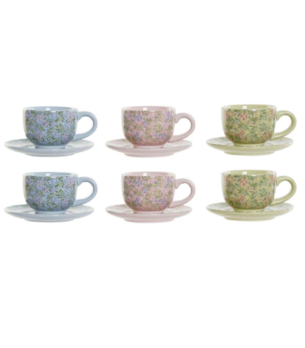 Wadiga Set De 6 Tasses Fleuries Et Support Métal 180ml