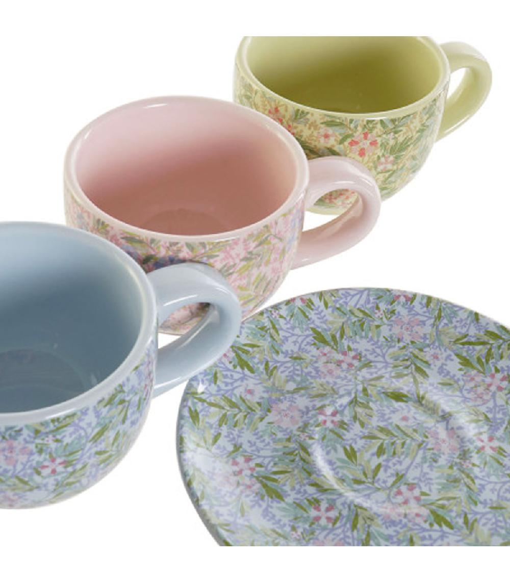 Wadiga Set De 6 Tasses Fleuries Et Support Métal 180ml