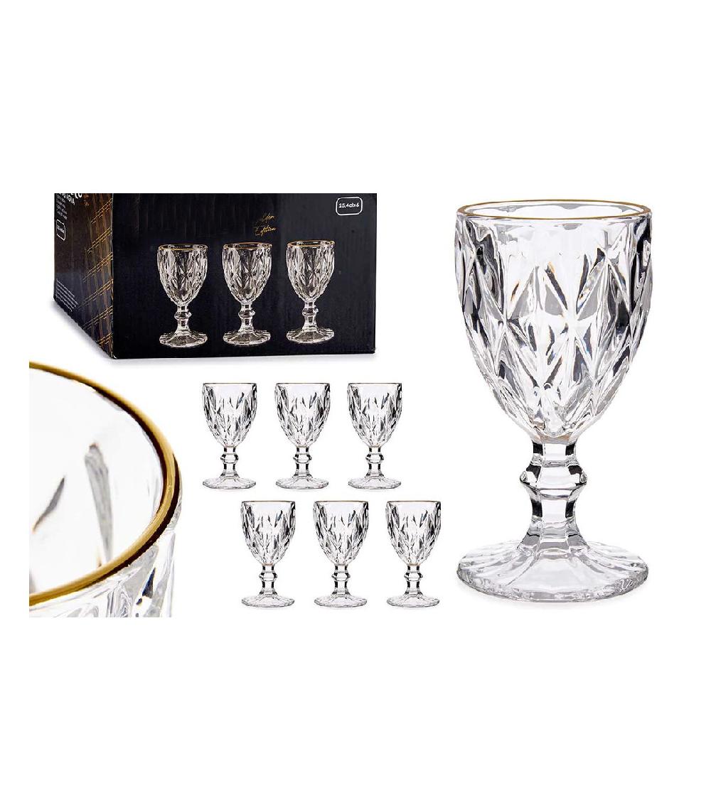 Wadiga Set De 6 Verres à Eau En Verre Bordure Dorée 25.4cl