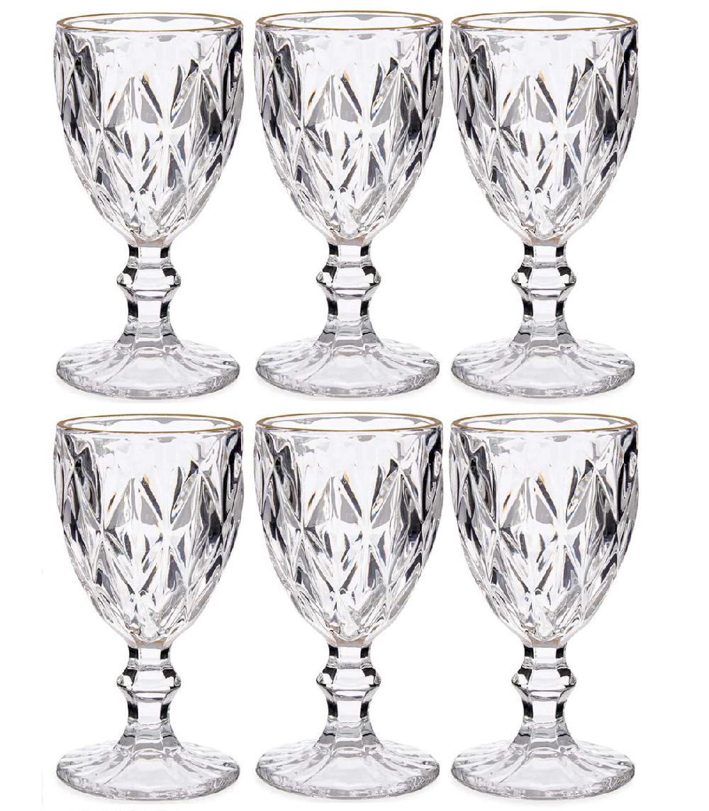 wadiga Set de 6 verres à eau en verre bordure dorée 25.4cl