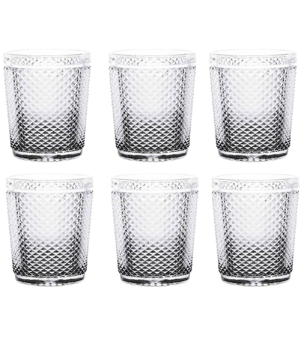 wadiga Set de 6 verres à eau fond anthracite diamants 30cl