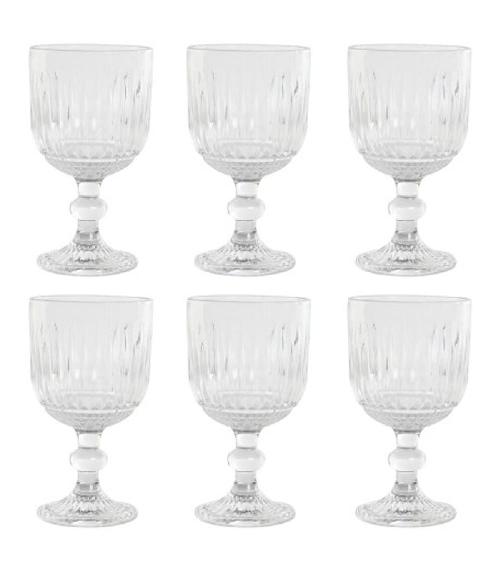 wadiga Set de 6 verres à eau sur pied en verre 38cl