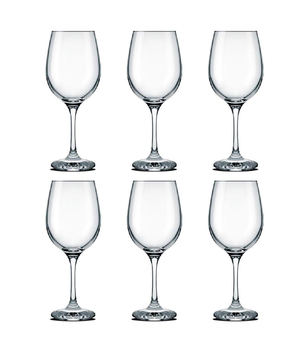 wadiga Set de 6 verres à eau sur pieds en verre transparent 38.5cl
