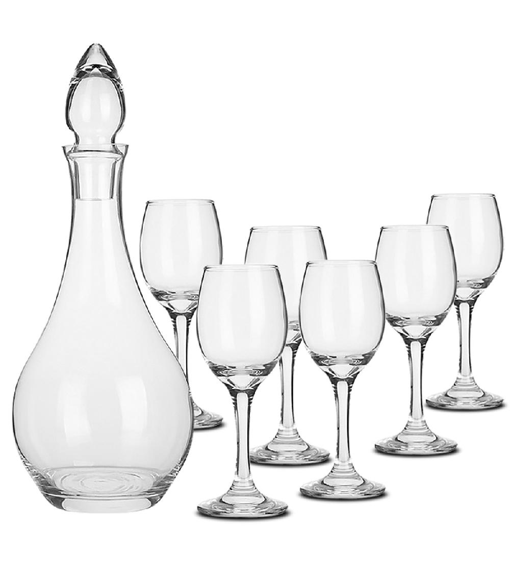 wadiga Set de 6 verres à Vin + carafe décanteur à vin en verre