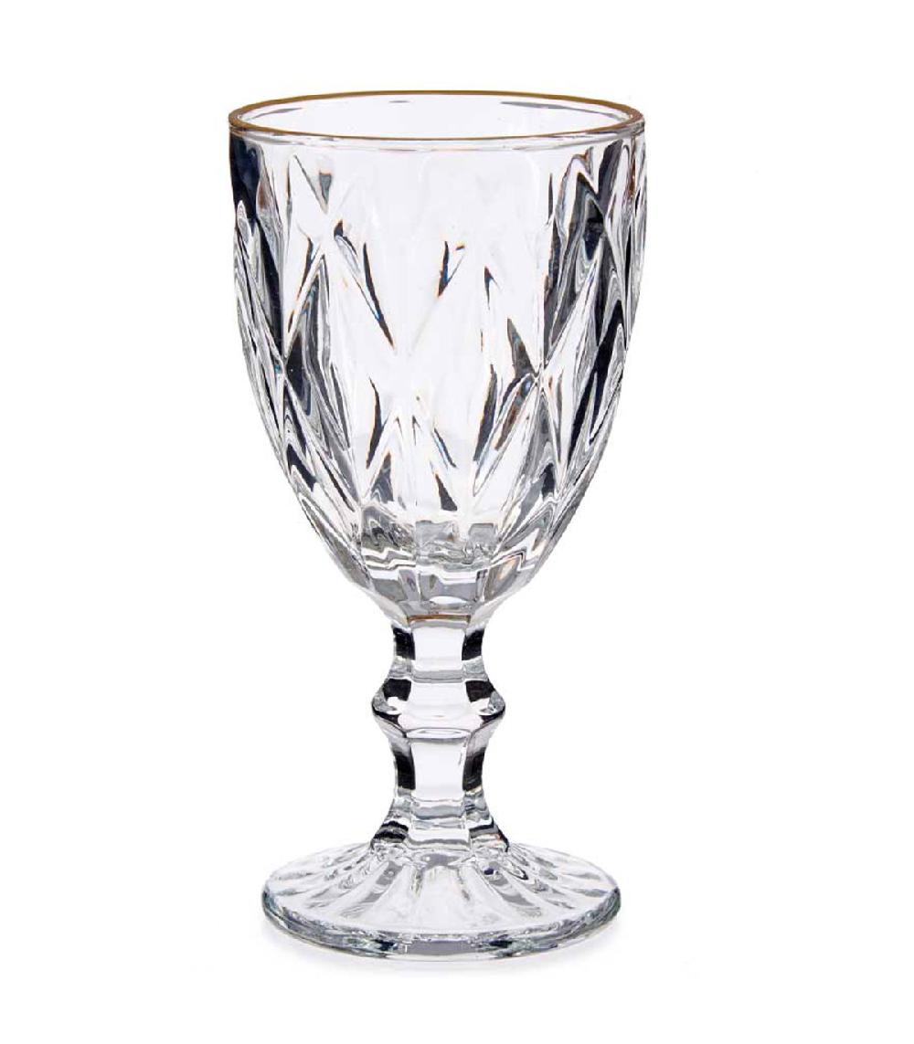 Wadiga Set De 6 Verres à Vin En Verre Bordure Dorée 33cl