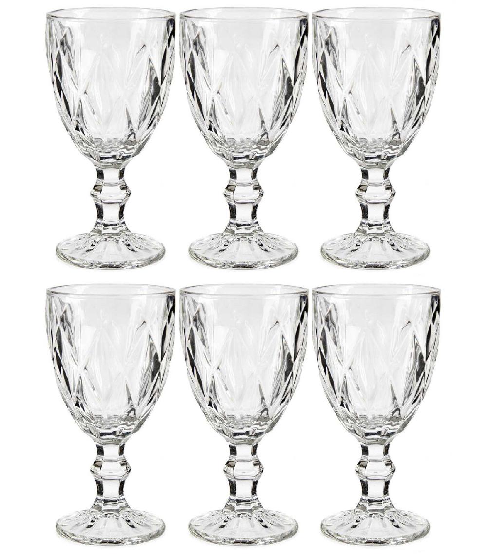 wadiga Set de 6 verres à vin en verre Diamants - 33cl