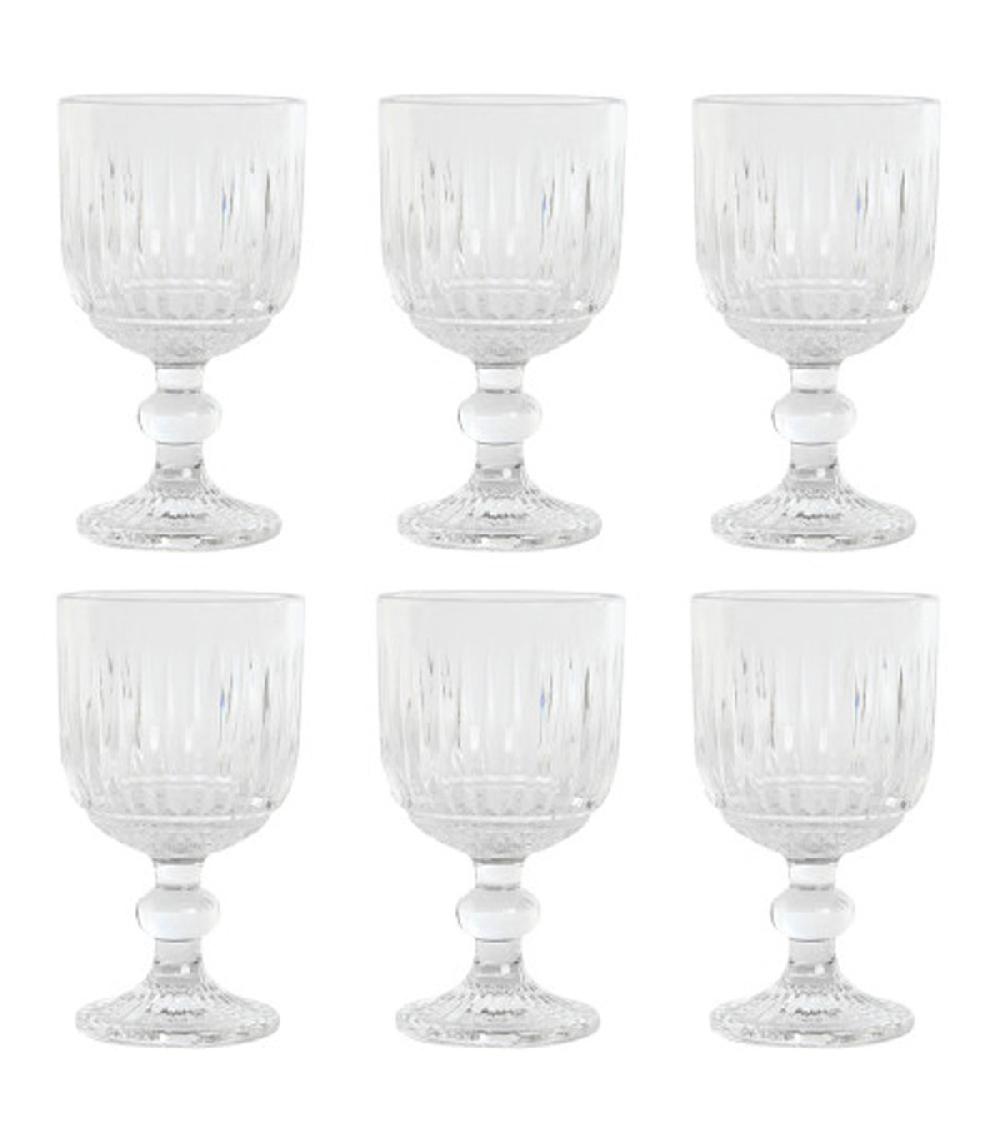 wadiga Set de 6 verres à vin sur pied en verre 26cl