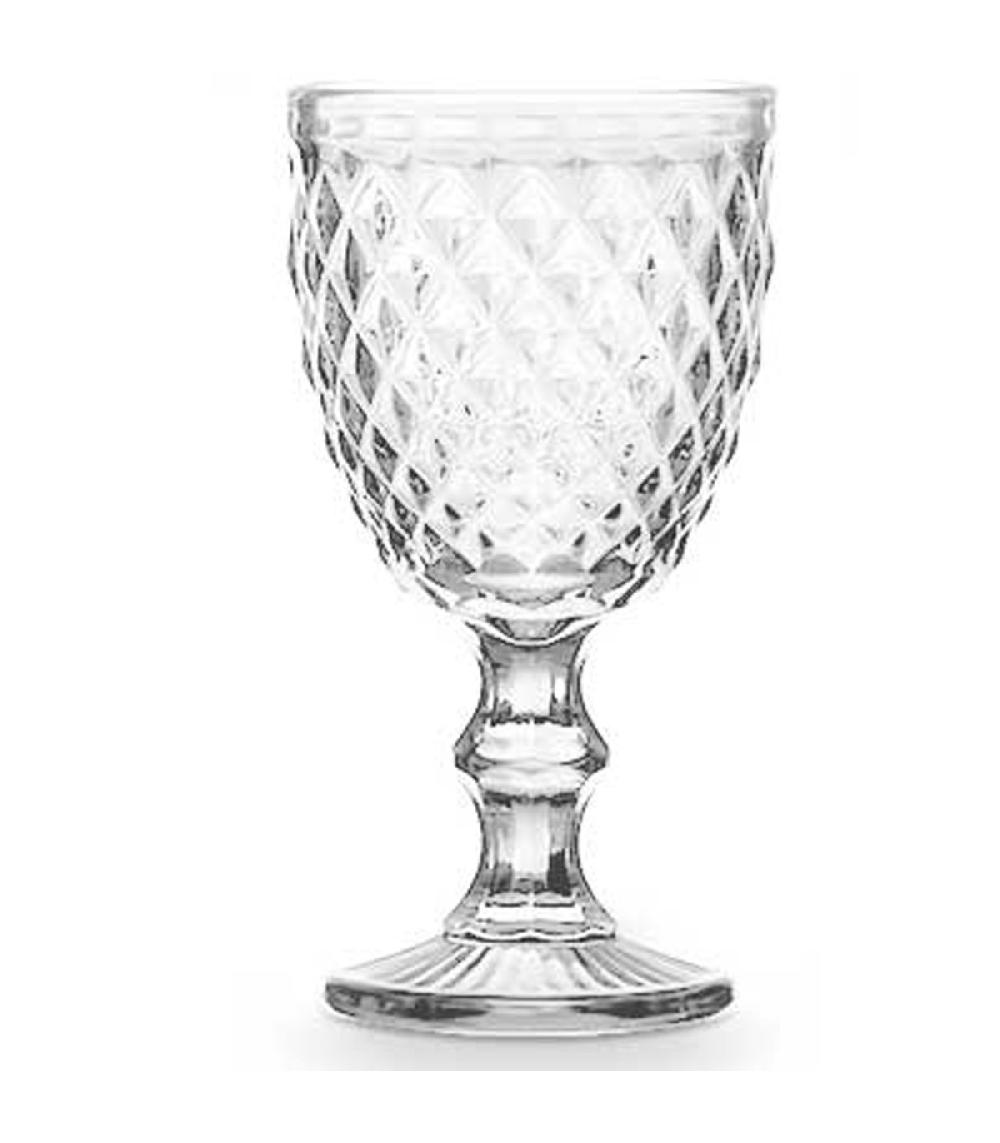 Wadiga Set De 6 Verres à Vin Sur Pied En Verre Diamants 22cl