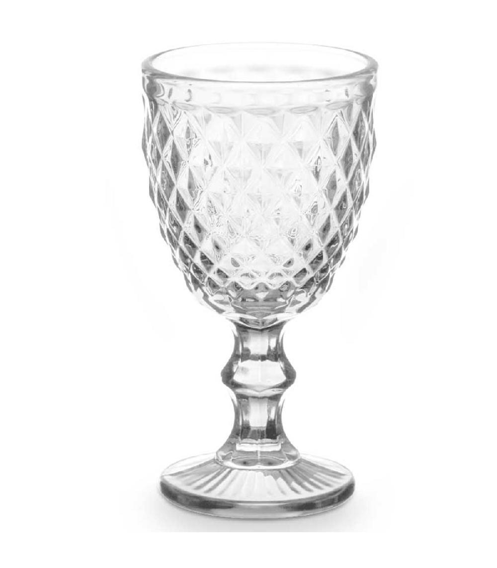 wadiga Set de 6 verres à vin sur pied en verre Diamants 22cl
