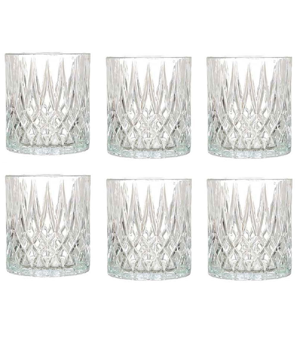 wadiga Set de 6 verres à whisky avec motifs embossés losanges 33cl