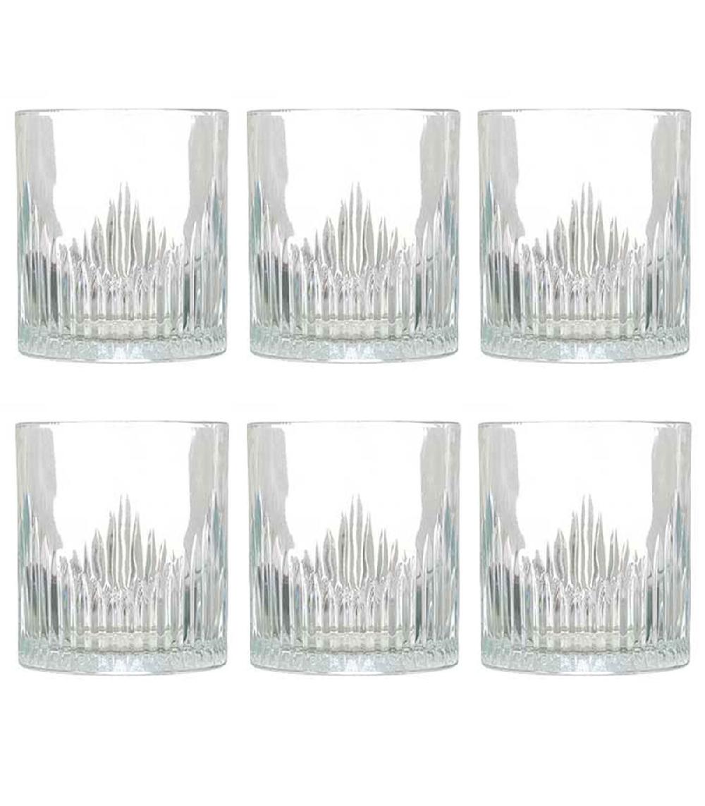 wadiga Set de 6 verres à whisky avec motifs embossés rayures 33cl