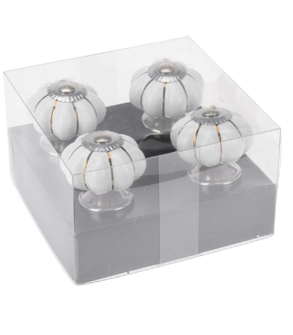 Wadiga Set De 8 Boutons De Tiroirs En Céramique Blancs Et Noirs