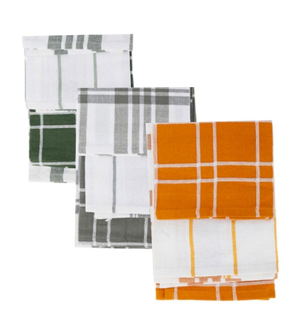 wadiga Set de 9 torchons 100% coton blanc jaune vert gris 45x70cm