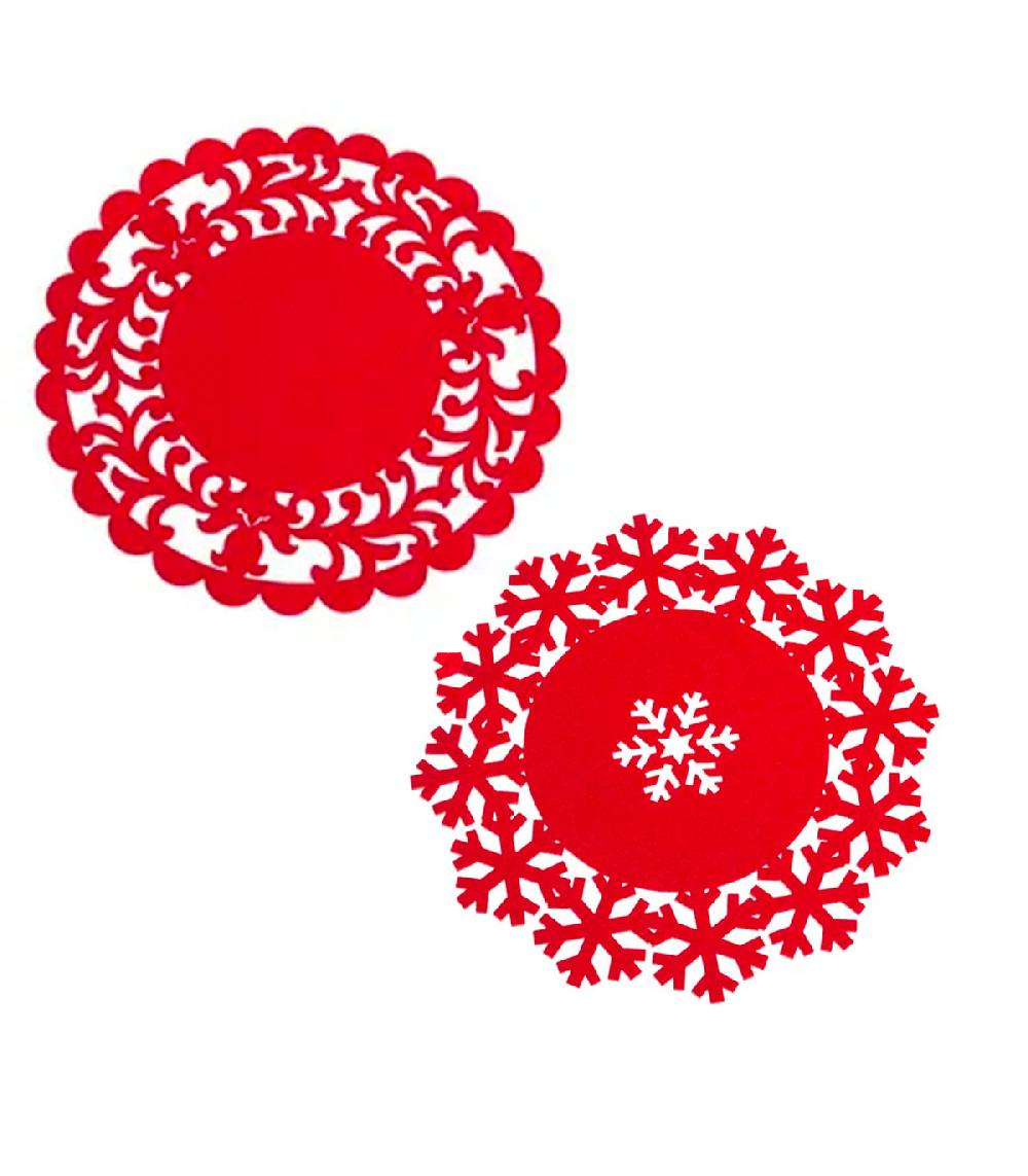 wadiga Set de table de noël en feutre rouge - set de 2