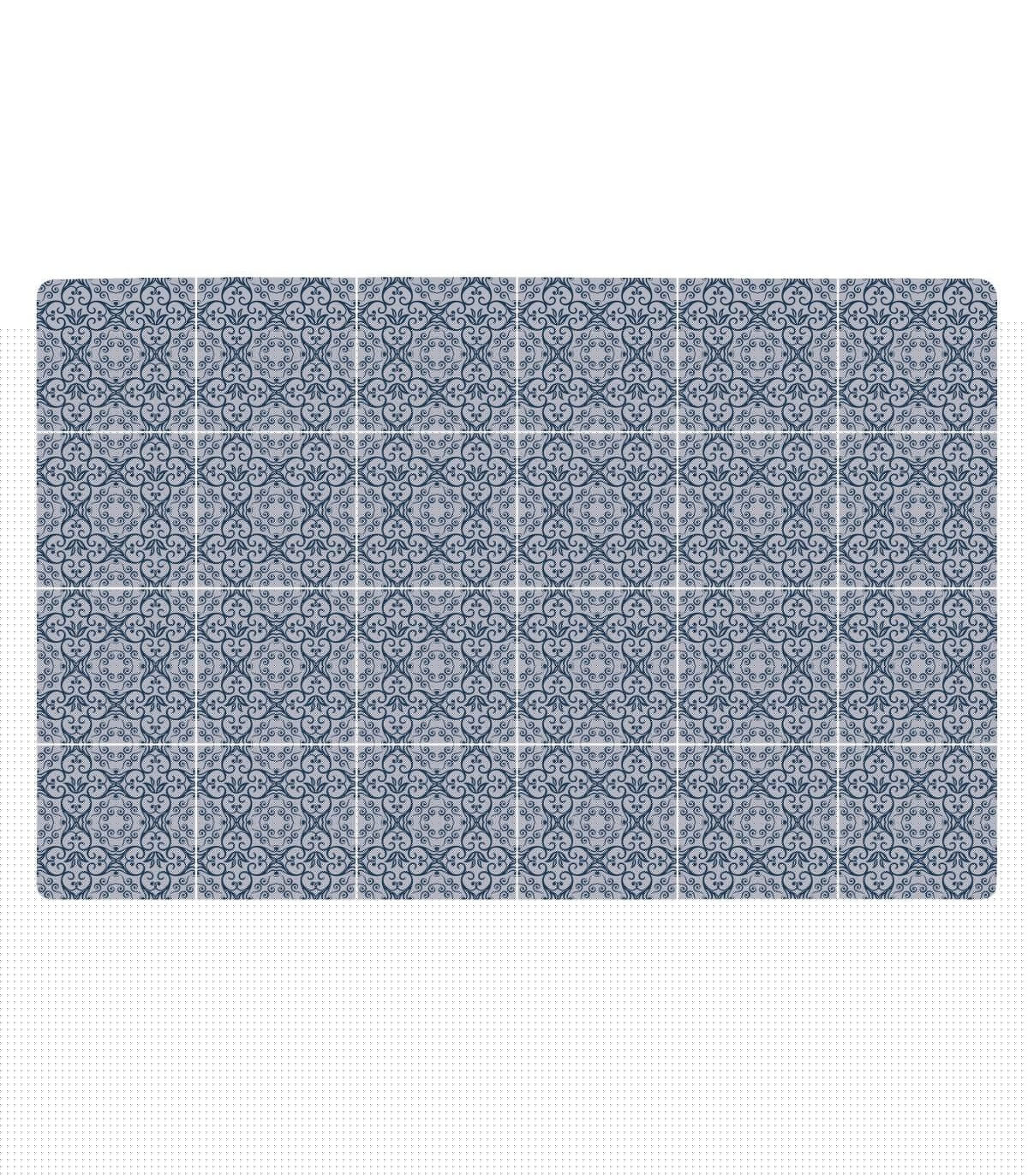 Wadiga Set De Table Design Petits Carreaux De Ciment Bleu En Vinyle - Set De 6