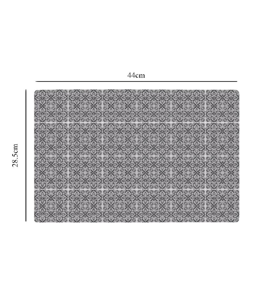 Wadiga Set De Table Design Petits Carreaux De Ciment Noir En Vinyle - Set De 6