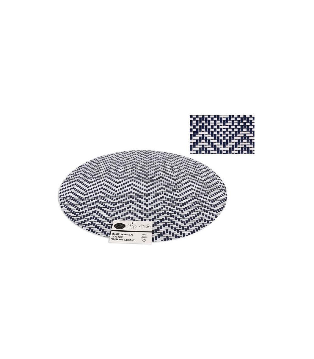 Wadiga Set De Table Rond Tressé Bleu Et Blanc - Set De 6