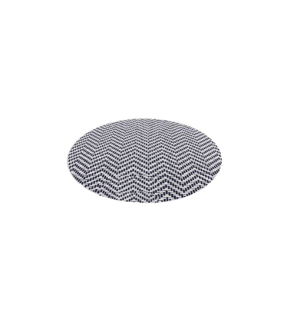 wadiga Set de Table Rond Tressé Bleu et Blanc - set de 6