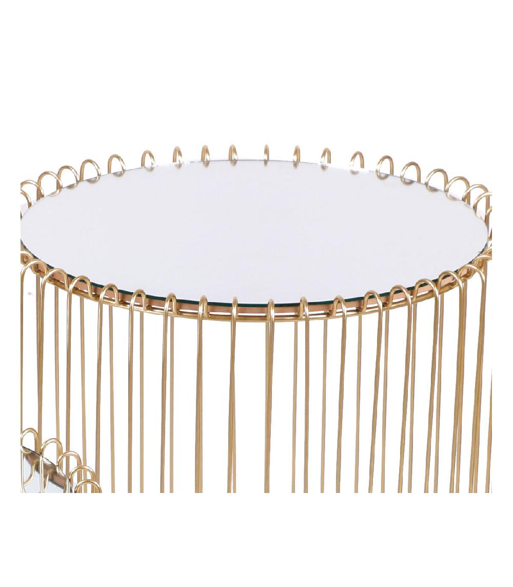 Wadiga Set De Tables Basses Rondes En Métal Doré Et Plateaux Miroirs