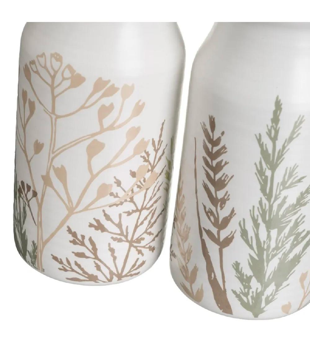 Wadiga Set Huile Vinaigre Poivre Et Sel Support En Bois Motif Herbes