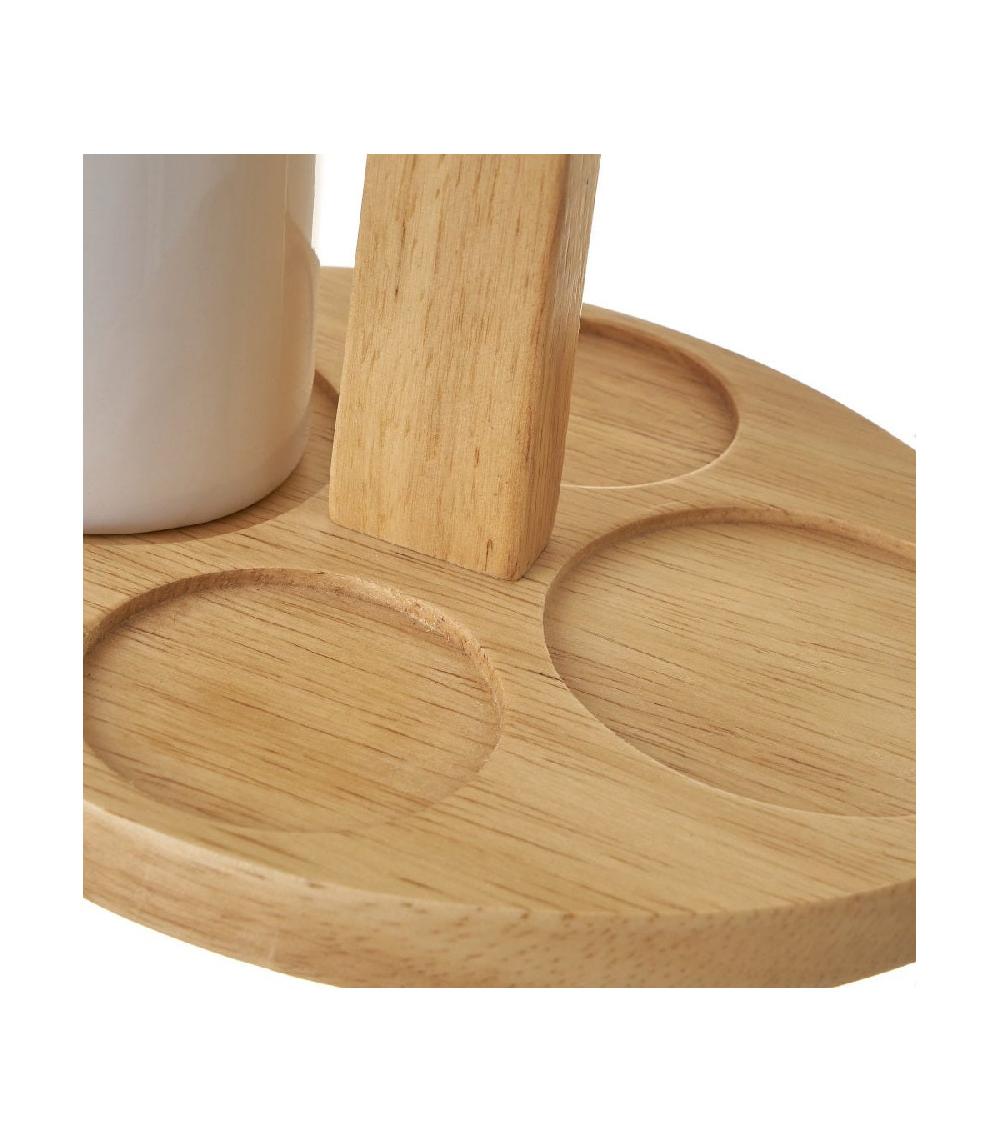 Wadiga Set Huile Vinaigre Poivre Et Sel Support En Bois Pure Living