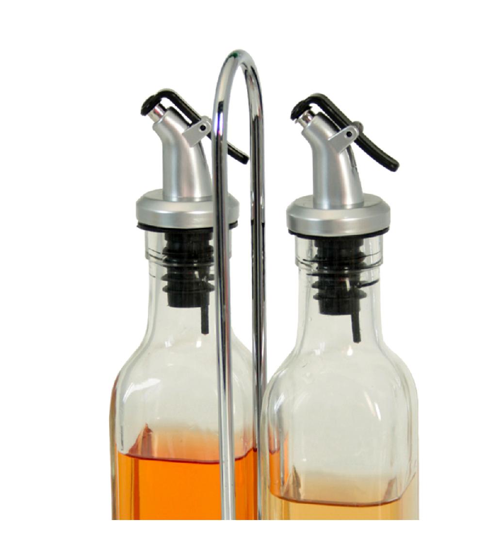 Wadiga Set Huile Vinaigre Sel Et Poivre En Verre Et Métal Chromé