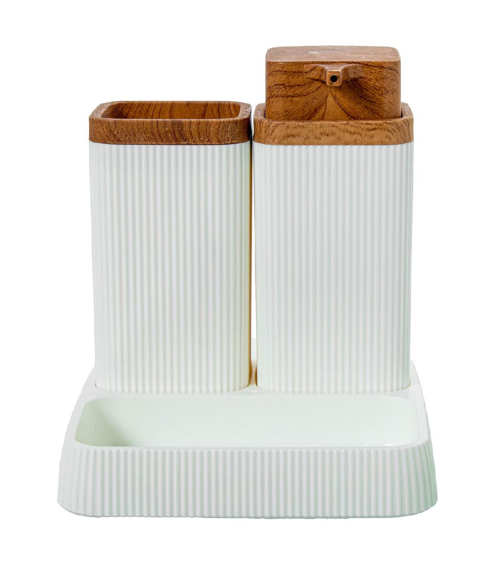 Wadiga Set Salle De Bain Acrylique Blanc 15x16x15cm