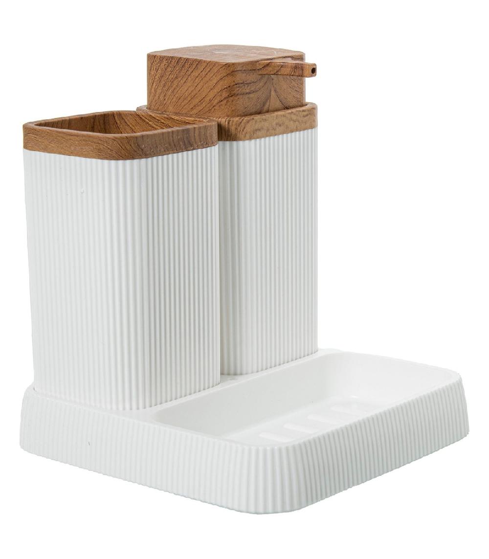 wadiga Set salle de bain acrylique blanc 15x16x15cm