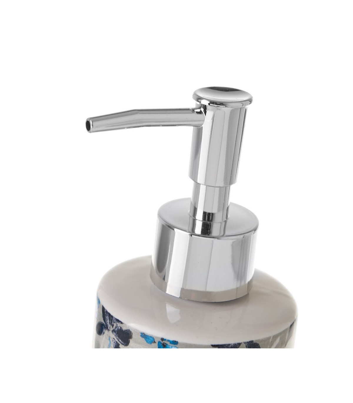 Wadiga Set Salle De Bain Blanc Et Bleu Floral - Distributeur Savon + Verre