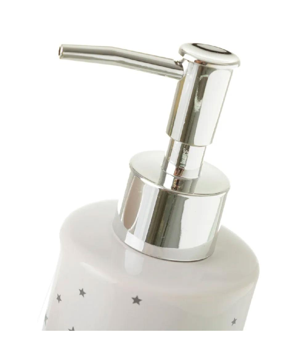 Wadiga Set Salle De Bain Blanc Et étoiles Grises - Distributeur Savon + Verre