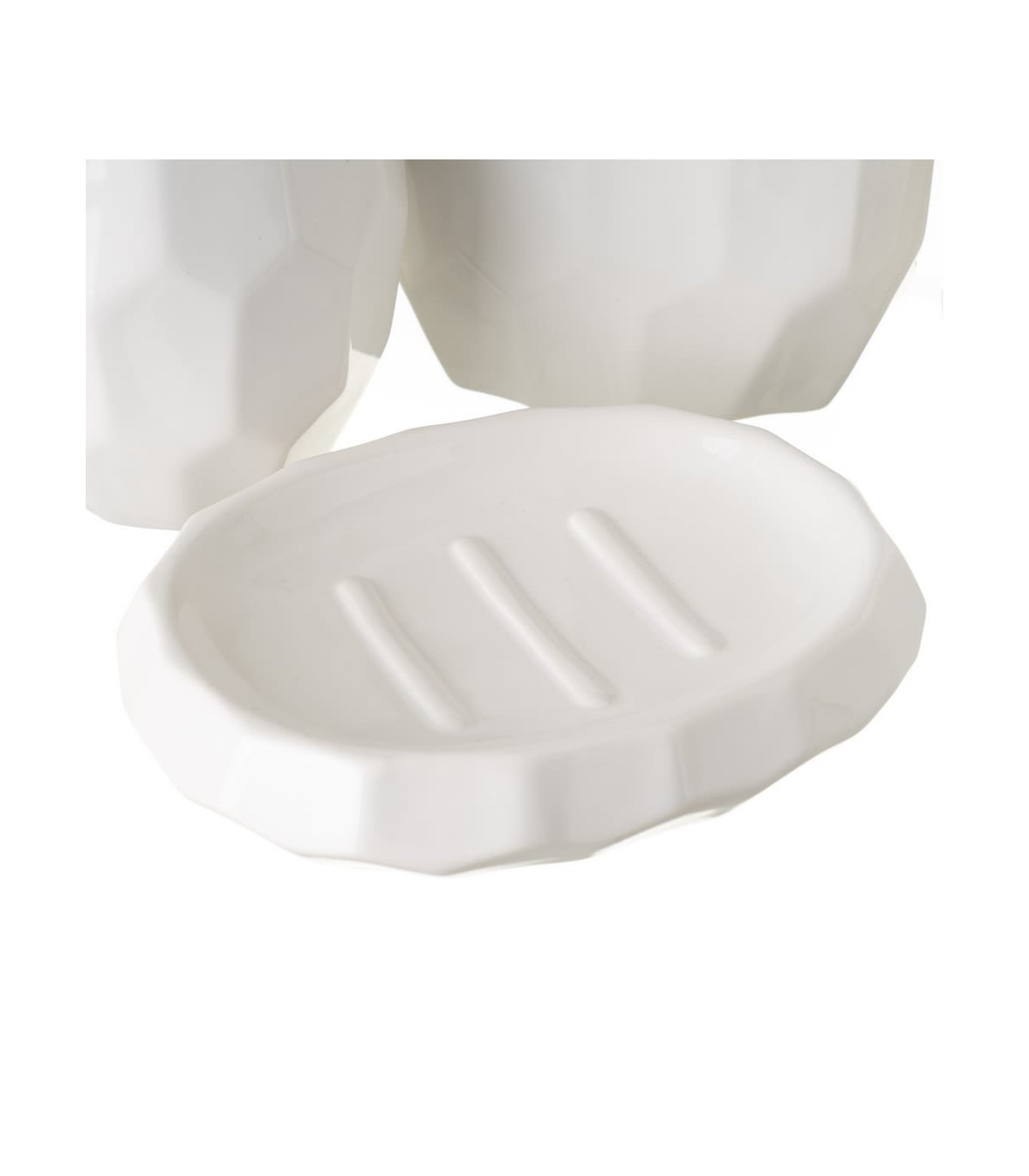 Wadiga Set Salle De Bain Céramique Blanc Et Or 4 Pièces