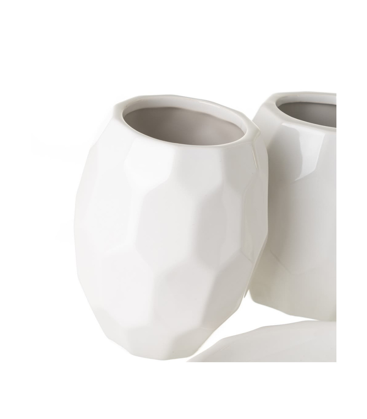 Wadiga Set Salle De Bain Céramique Blanc Et Or 4 Pièces