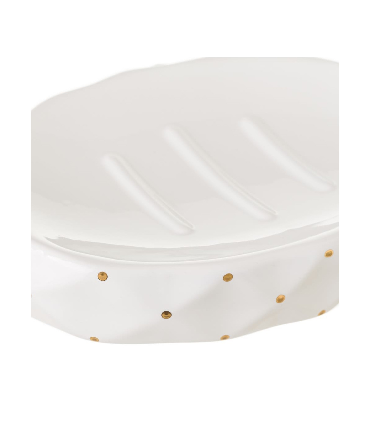 Wadiga Set Salle De Bain Céramique Blanche à Pois Dorés 3 Pièces
