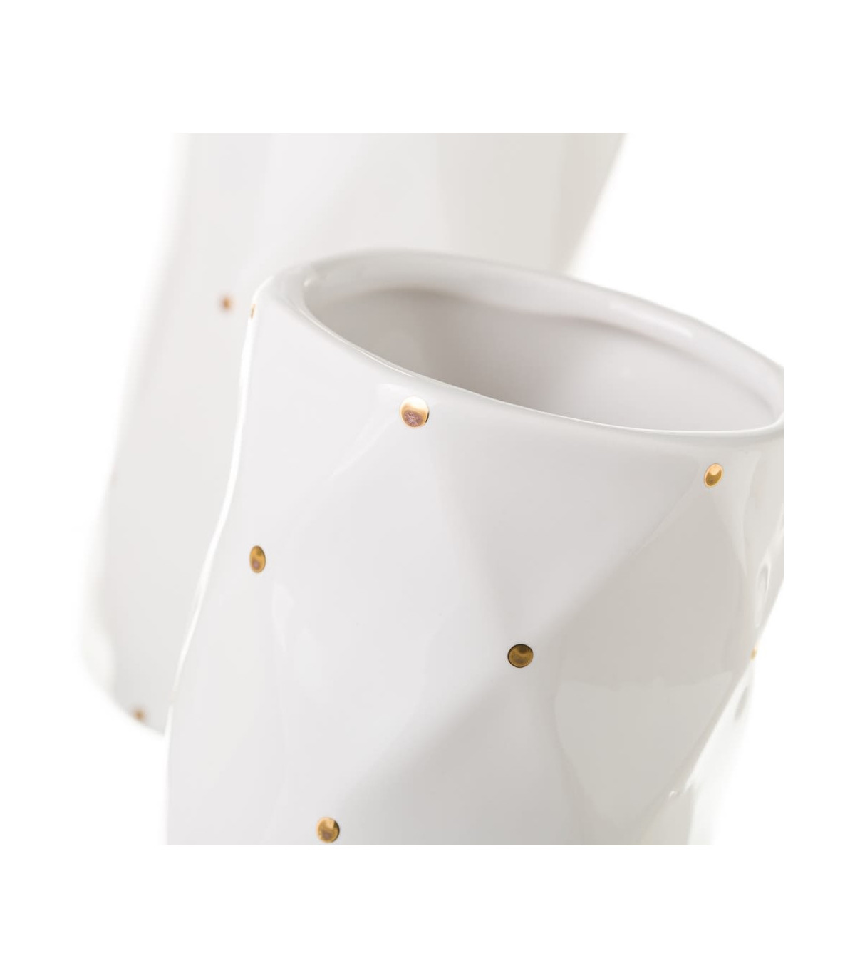 Wadiga Set Salle De Bain Céramique Blanche à Pois Dorés 3 Pièces