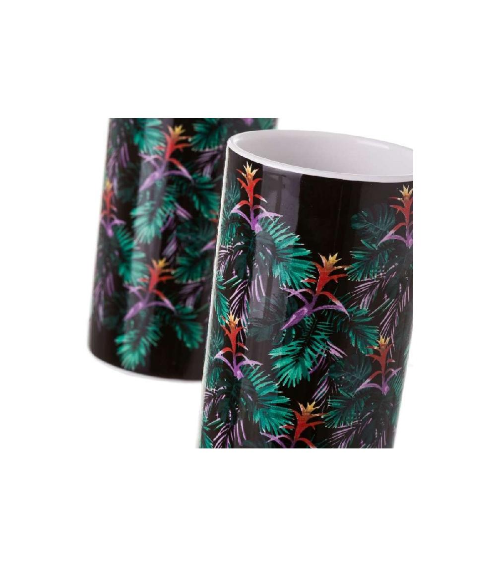 Wadiga Set Salle De Bain Feuillage Guzmania - Distributeur Savon + Verre