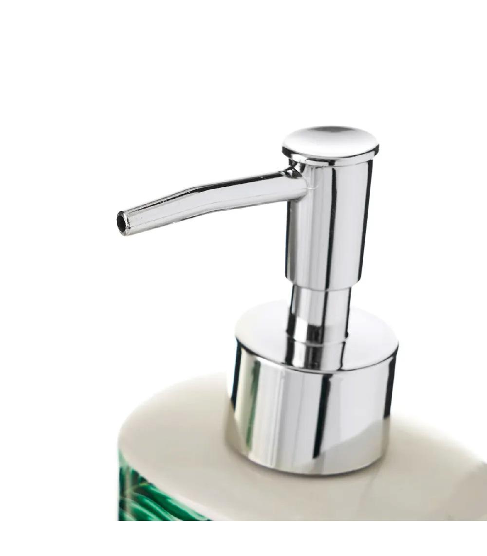 Wadiga Set Salle De Bain Feuillage Tropical - Distributeur Savon + Verre